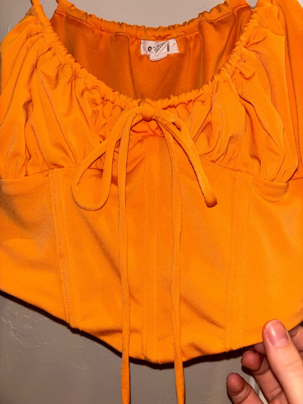 Garage Orange Drawstring Ruched Crop Top - Picture 2 of 2
